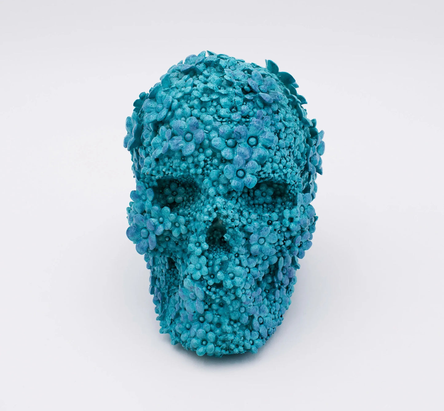 Blue Flowers Skull Sculpture - Shadowplay Collection