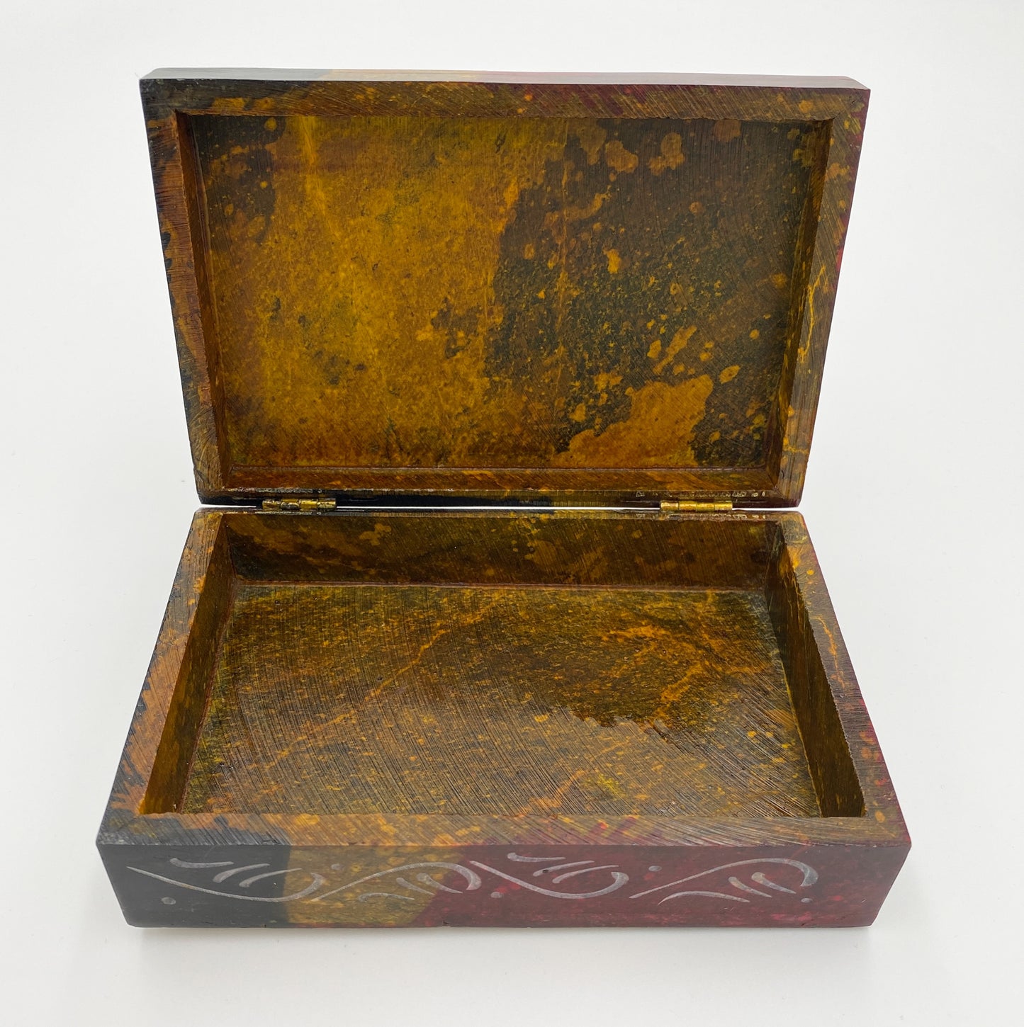 Opened Soapstone Box on a white background.