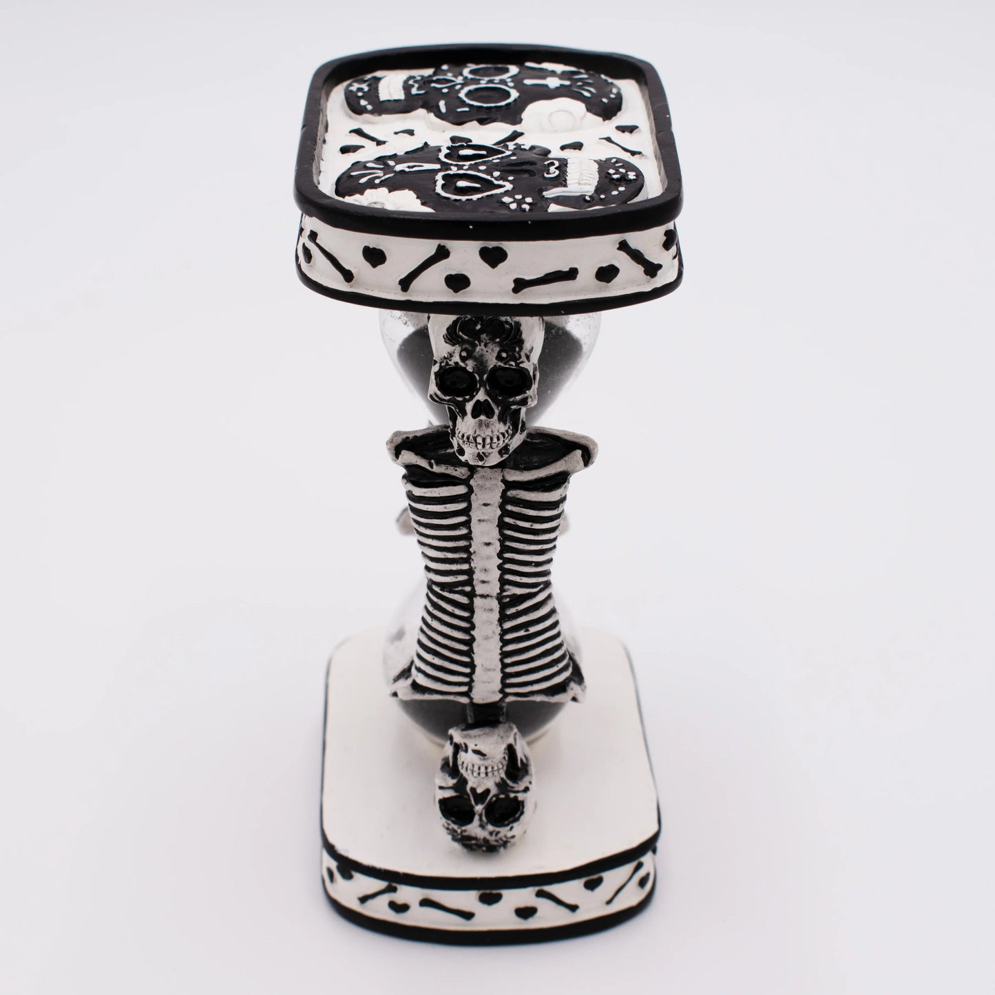 Day of the Dead Black and White Skull Skeleton Sandtimer - Shadowplay Collection