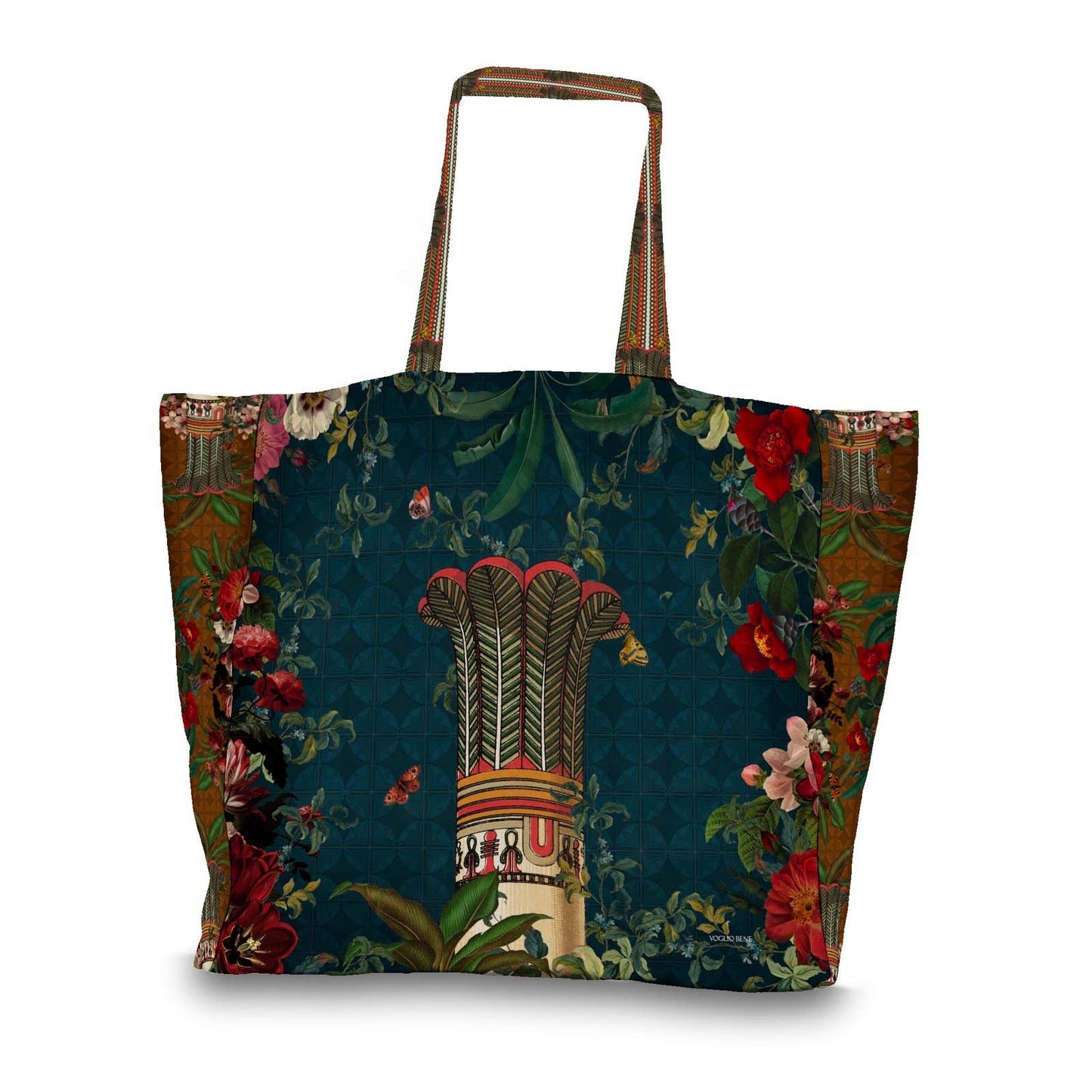 Large Beetle and Floral Design Tote Bag