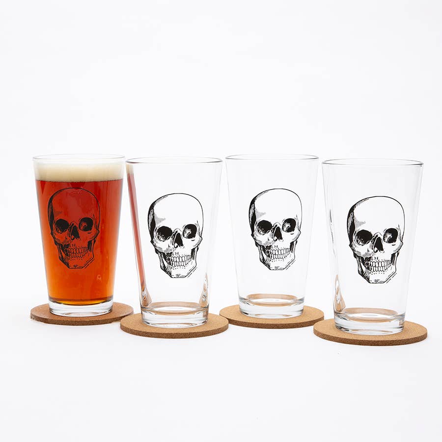 Skull Pint Glass Dishwasher Safe Glass