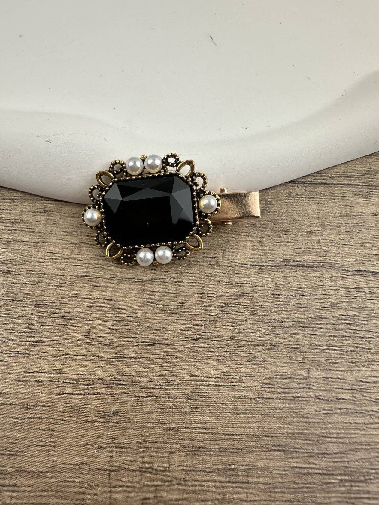 Alloy Rhinestone Hairpin- Black