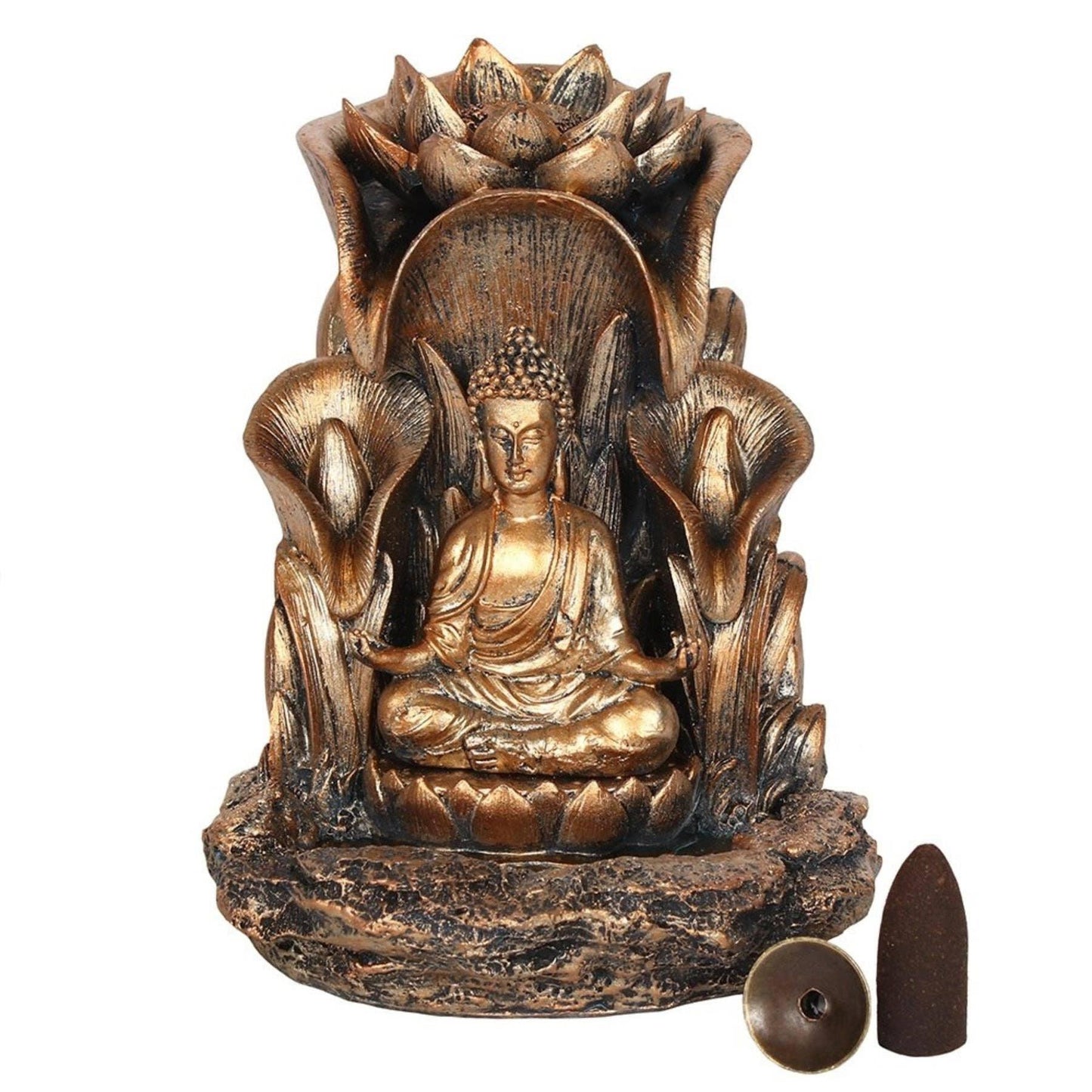 Bronze Buddha Backflow Incense Burner - Shadowplay Collection