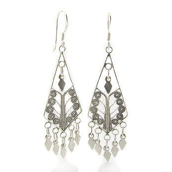 Sterling Silver Ornate Gypsy Dangling Arrowheads Drop Earrings