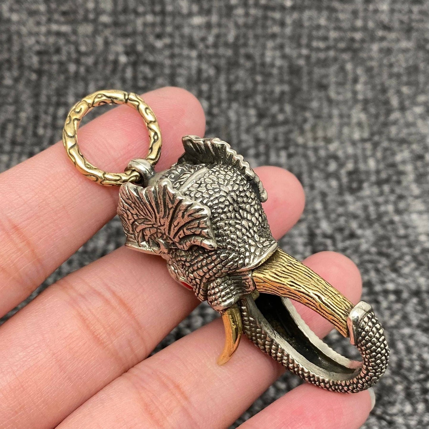 Brass Elephant Keychain Pendant