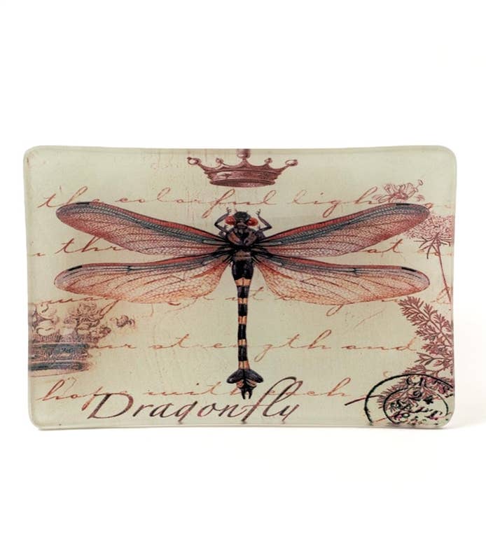 Dragonfly Decorative Glass Trinket Dish