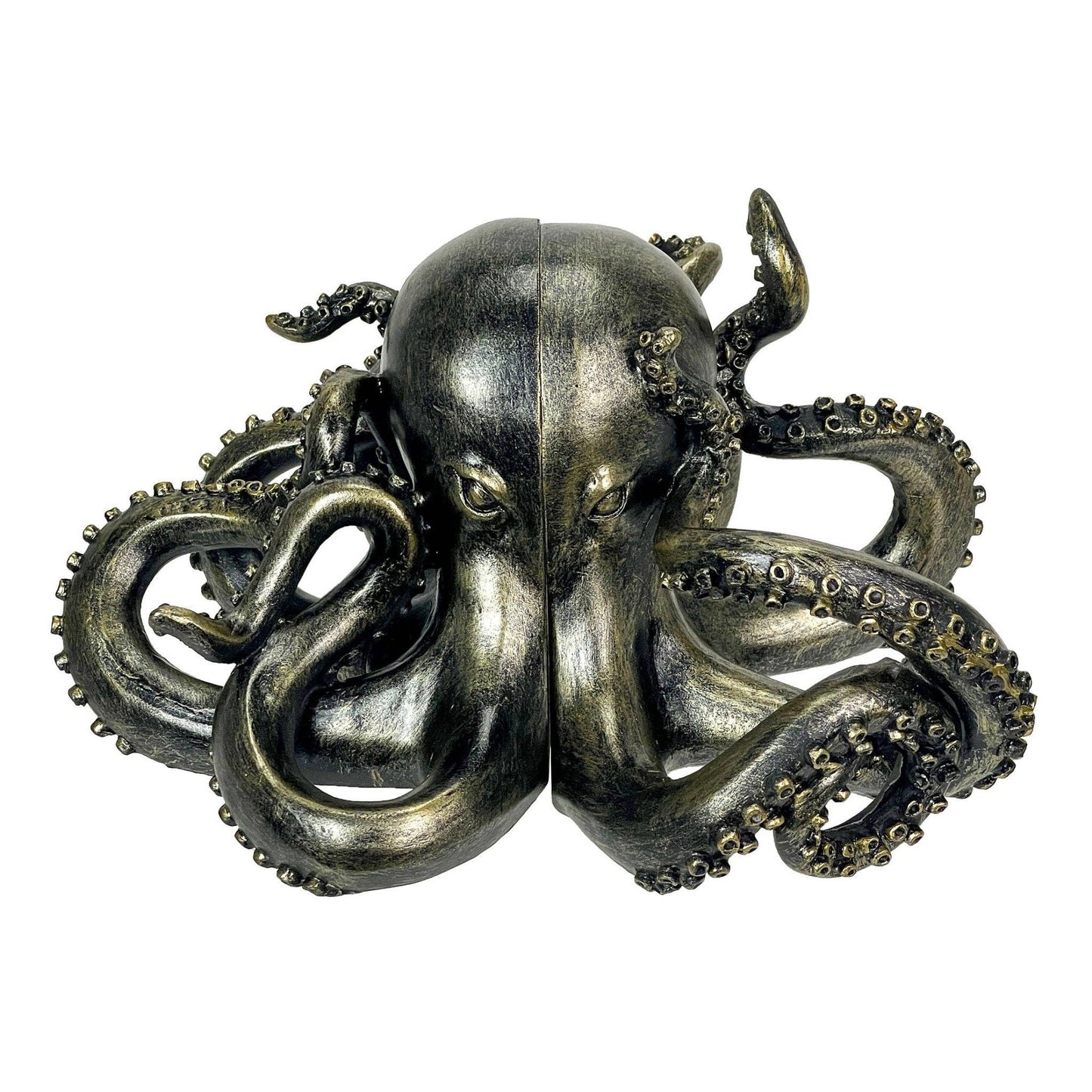 Bronze Finish Octopus Bookend Set-Heavy Durable Polyresin