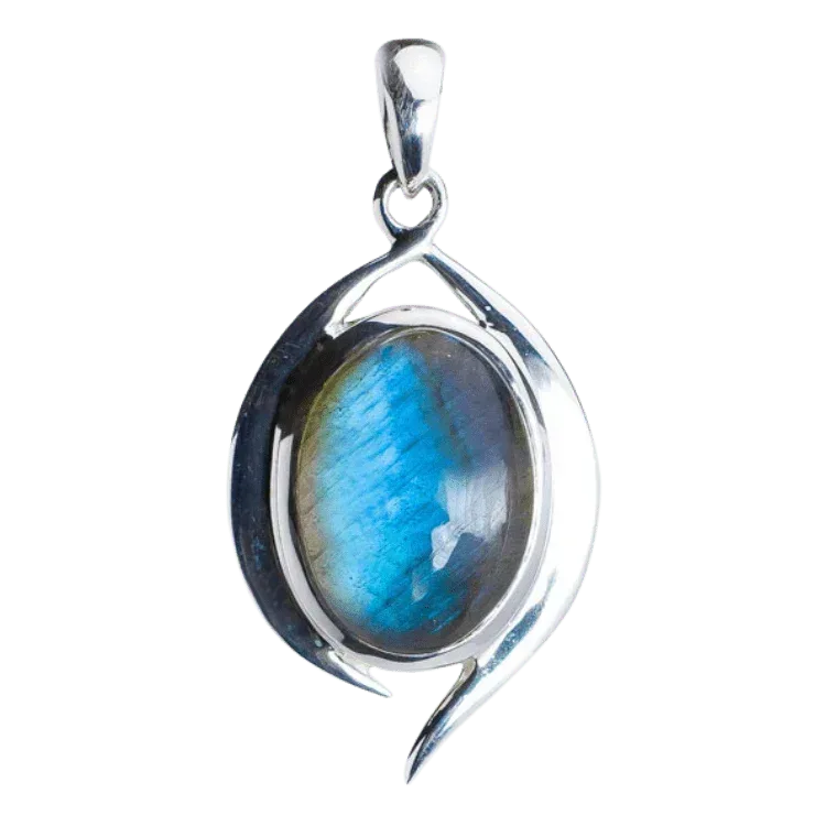 Labradorite Sterling Silver Rhapsody Pendant with Sterling Silver Rope Chain - Shadowplay Collection