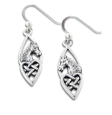 Celtic Knot Heart and Horse Head Sterling Silver Earrings