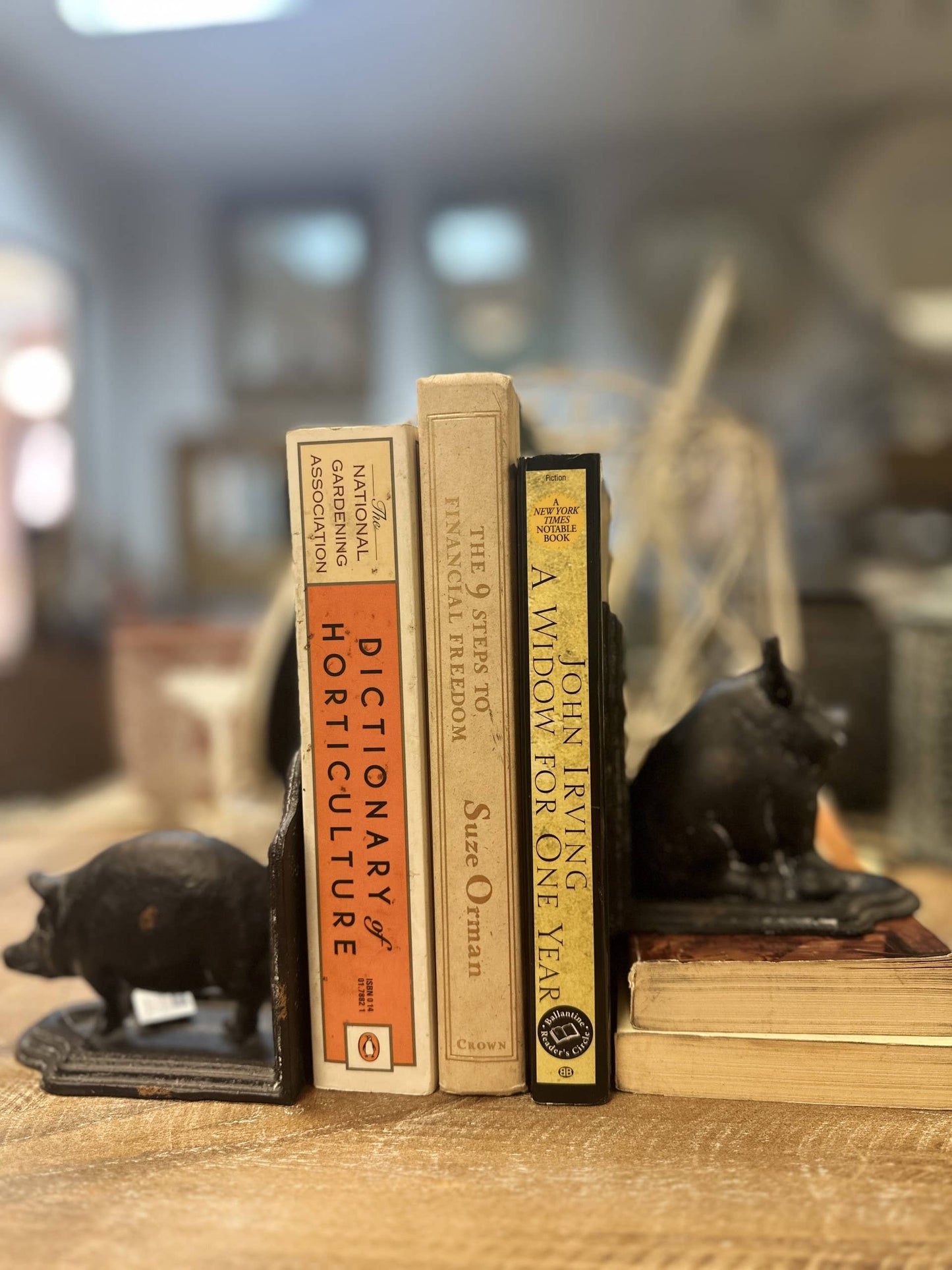 Cast Iron Pig Bookend in Black Rustic Finish