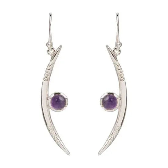 Amethyst Gemstone Sterling Silver Luna Crescent Moon Earrings - Shadowplay Collection