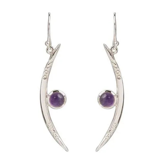 Amethyst Gemstone Sterling Silver Luna Crescent Moon Earrings - Shadowplay Collection