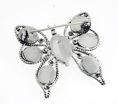 Sterling Silver Butterfly Pin Brooch with Genuine Baltic Amber - Shadowplay Collection Gift Shop