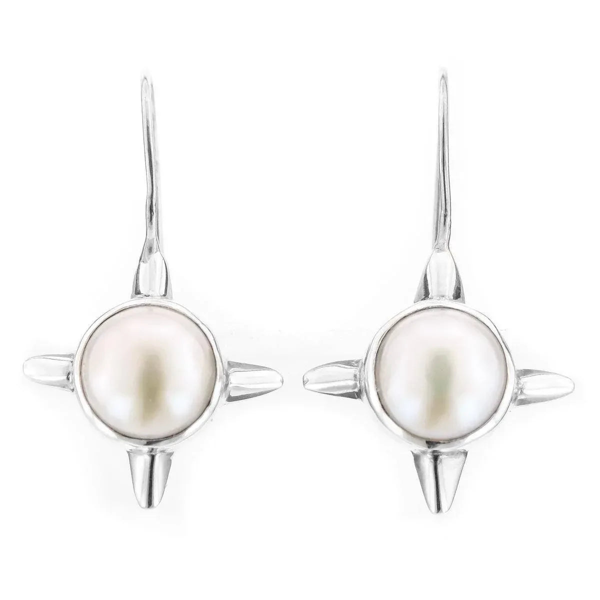Biwa Freshwater Pearl Sterling Silver Star Earrings - Shadowplay Collection