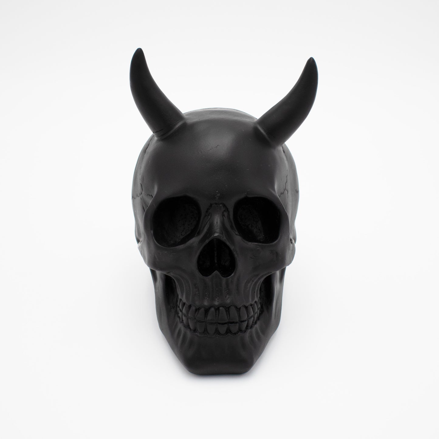 Black Horned Skull Sculpture