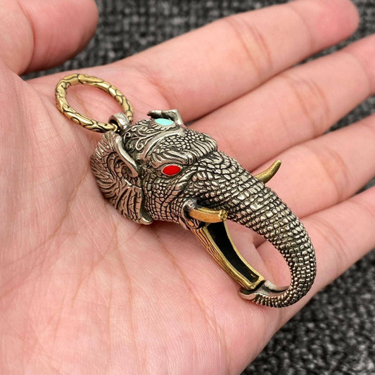 Brass Elephant Keychain Pendant - Shadowplay Collection