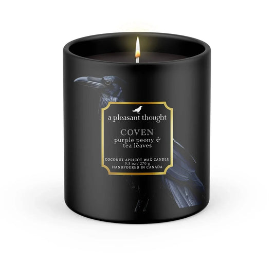 COVEN- Purple Peony & Tea Leaves Raven Candle - Shadowplay Collection