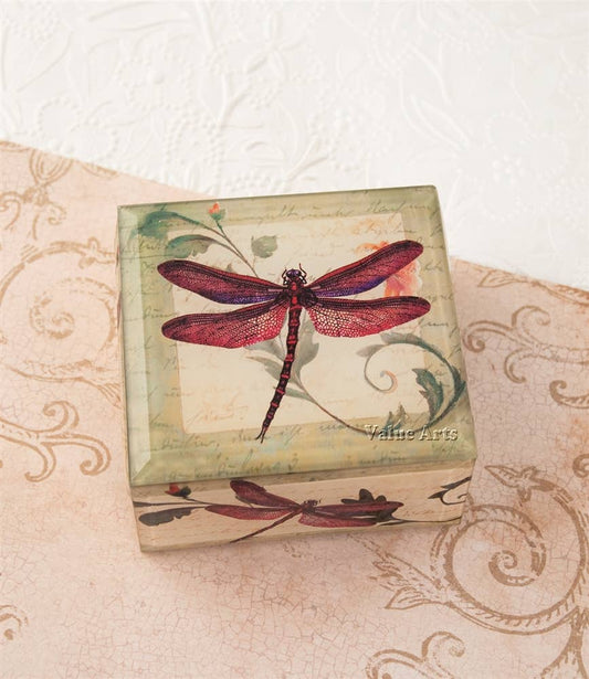 Decorative box with a dragonfly design on a textured surface- Shadowplay Collection Gift Shop