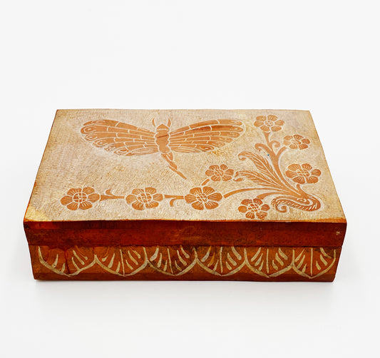 Hand-Carved Dragonfly Soapstone Box with Hinged Lid