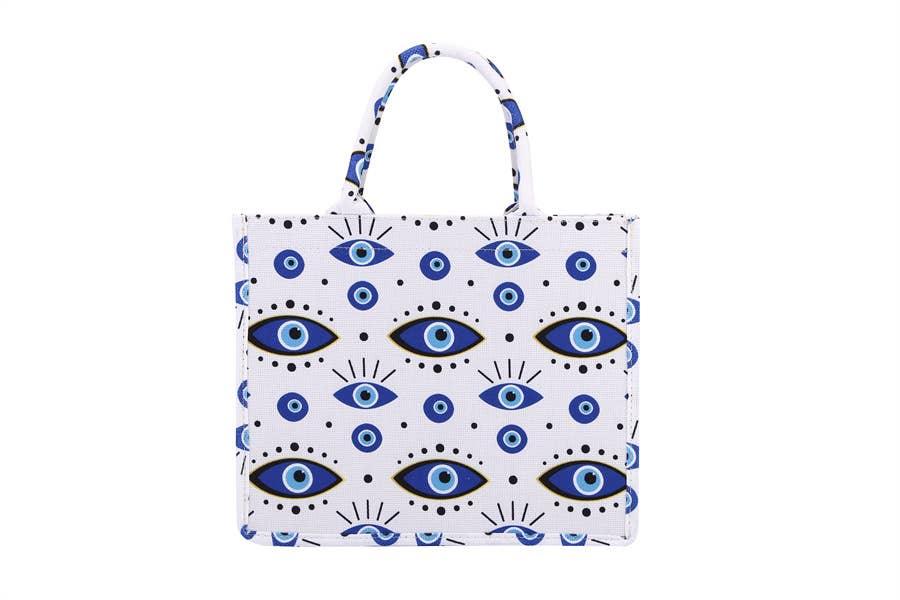 Multiple Evil Eye Themed Tote Handbag - Shadowplay Collection