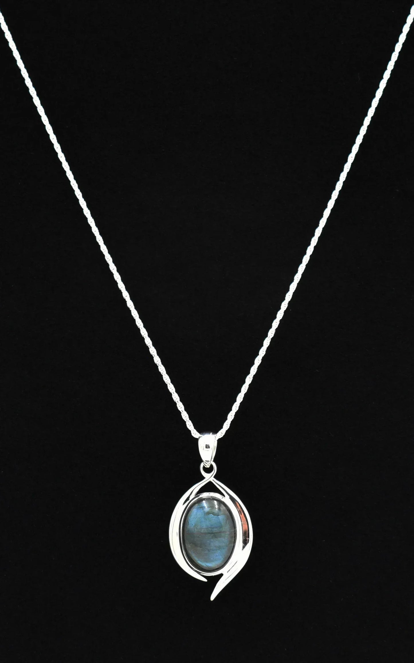 Labradorite Sterling Silver Rhapsody Pendant with Sterling Silver Rope Chain - Shadowplay Collection