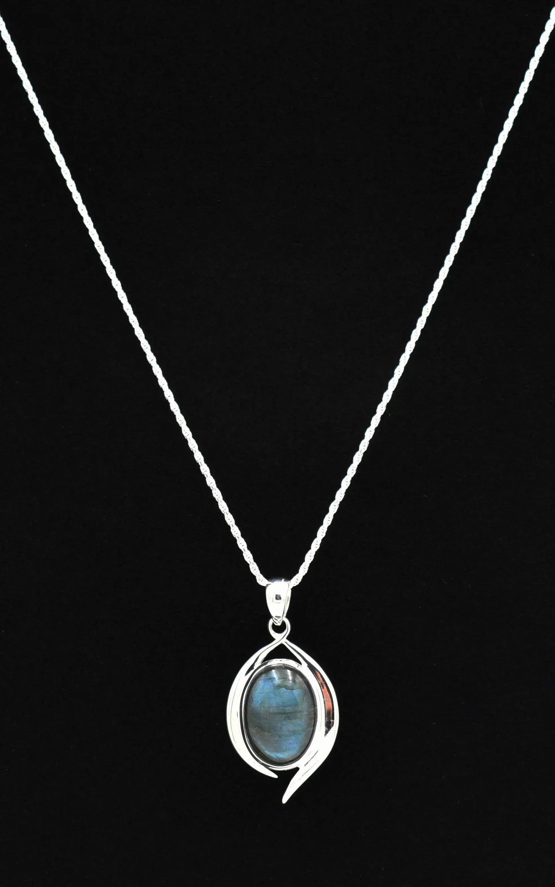 Labradorite Sterling Silver Rhapsody Pendant with Sterling Silver Rope Chain - Shadowplay Collection