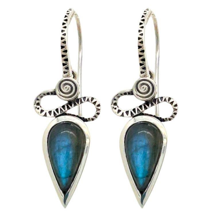 Labradorite Sterling Silver Kundalini Guardian Earrings - Shadowplay Collection