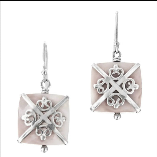 Mother of Pearl Shell Filigree Sterling Silver Earrings - Shadowplay Collection