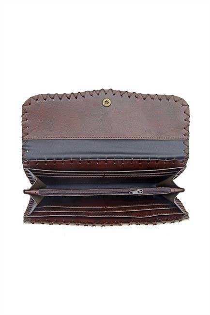 Opened Purple Dragonfly Wallet with Brown interior on a white background- Shadowplay Collection Gift Shop