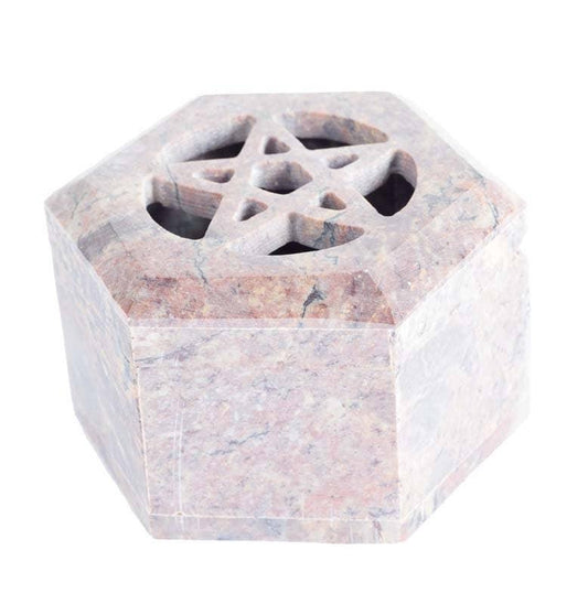 Pentagram Star Soapstone Hexagon Box - Shadowplay Collection