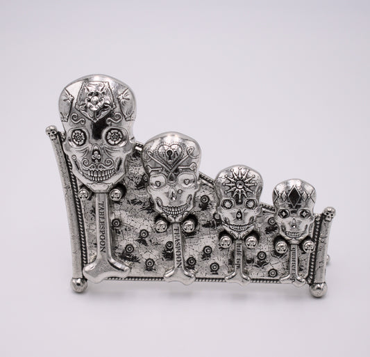 Day of the Dead Sugar Skull Measuring Spoons with Holder made from pewter