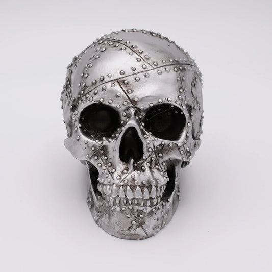 Silver Rivet Skull Sculpture - Shadowplay Collection