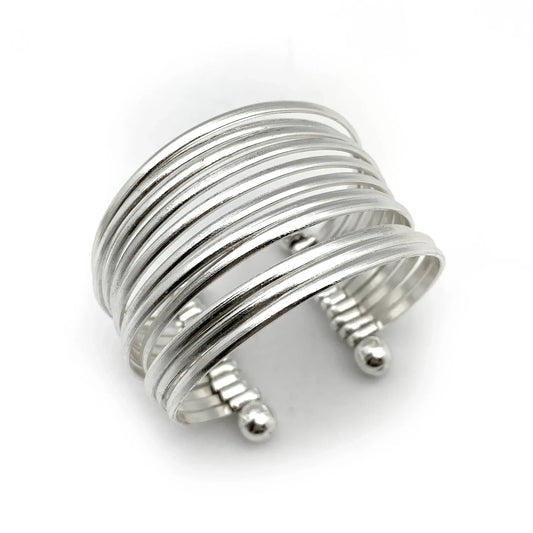 Silver Plated Smooth Bands Adjustable Cuff Bracelet - Shadowplay Collection Gift Shop in San Antonio, TX