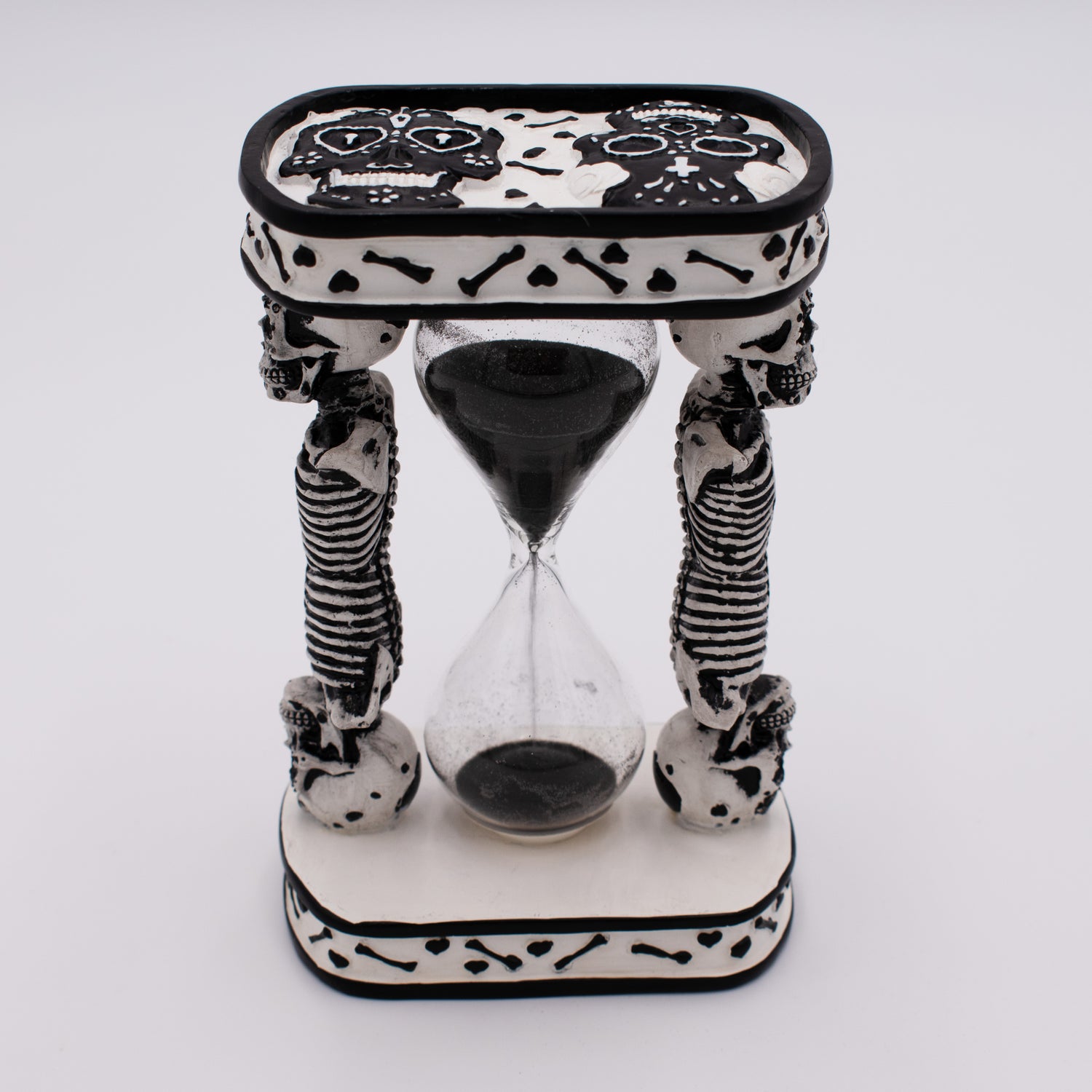 Day of the Dead Black And White Sand Timer