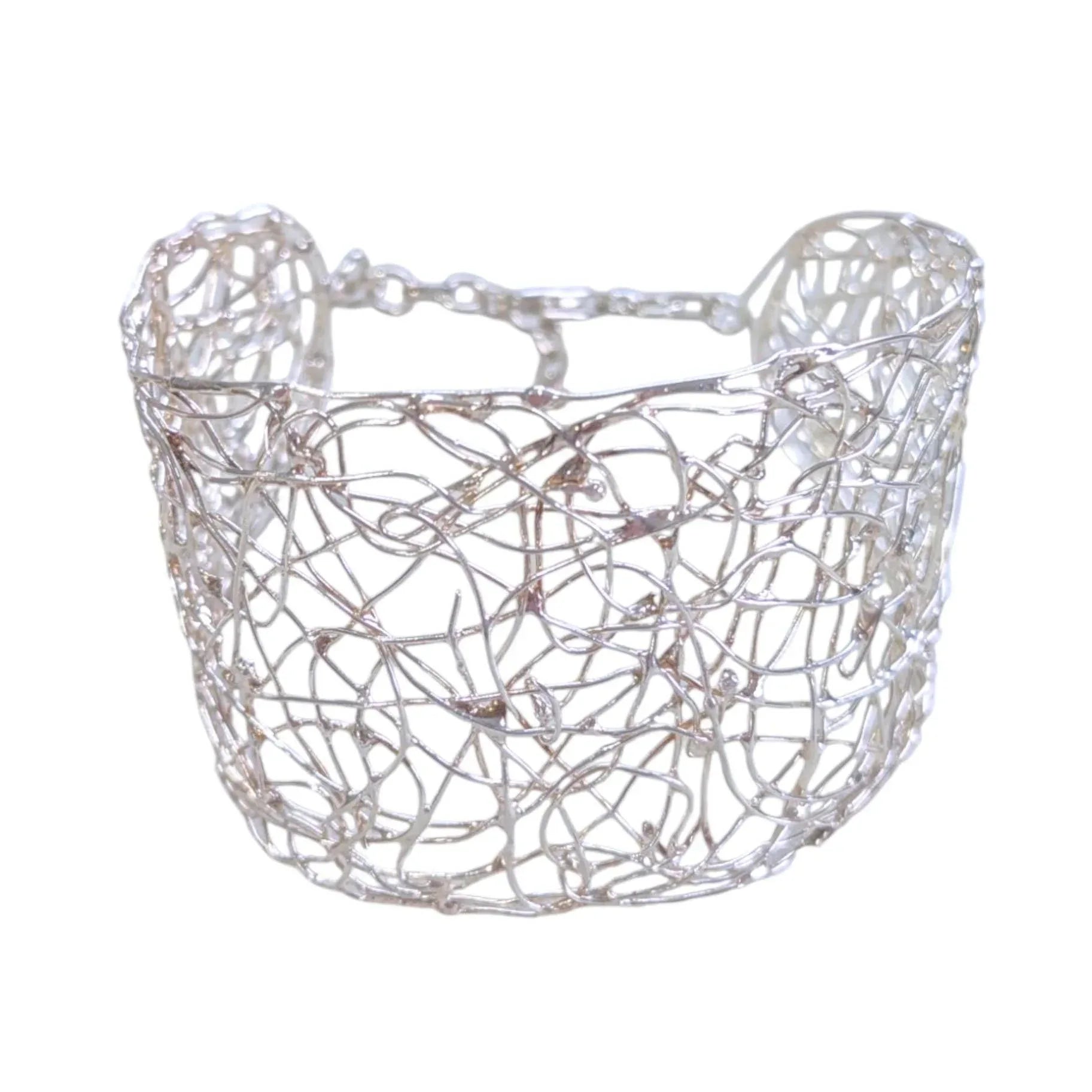 Sterling Silver Woven Filament Cuff Bracelet - Shadowplay Collection