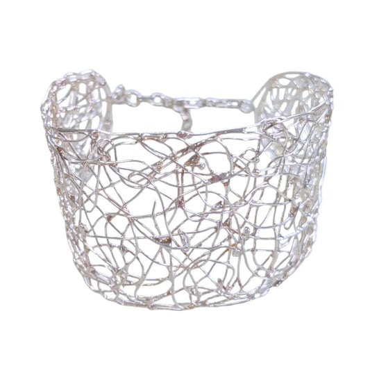 Sterling Silver Woven Filament Cuff Bracelet - Shadowplay Collection