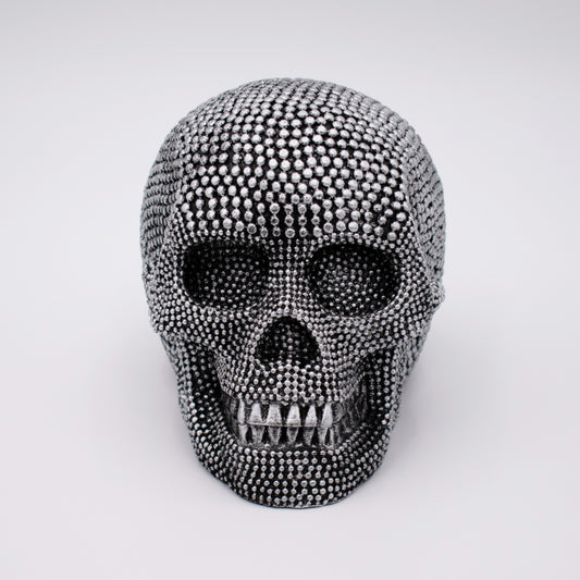 Silver Studded Skull Sculpture