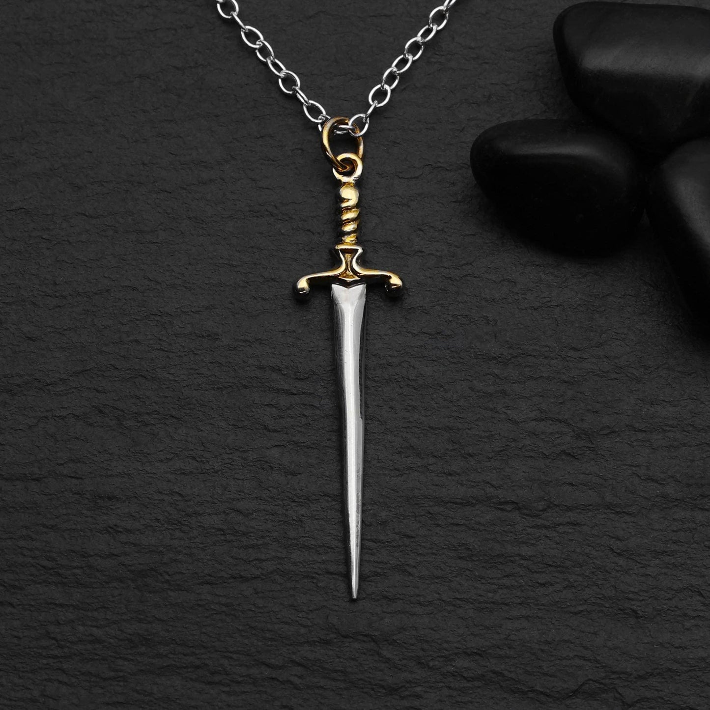 Sterling Silver Sword Necklace with Bronze Handle - Shadowplay Collection Gift Shop
