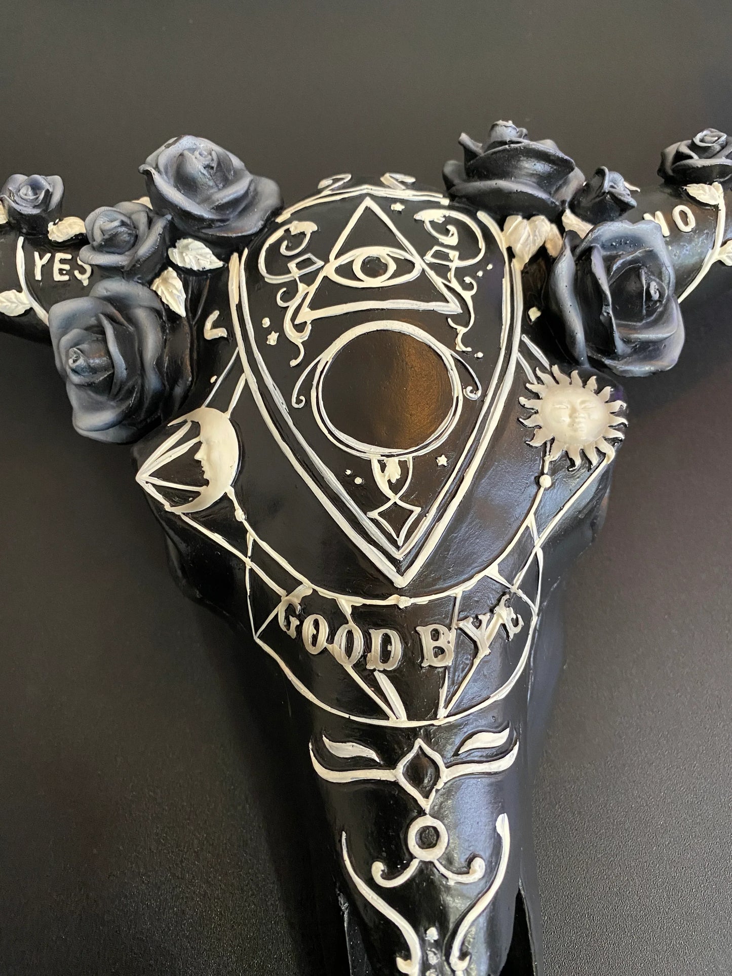 Ouija Design Long Horned Steer Skull Wall Hanging - Shadowplay Collection