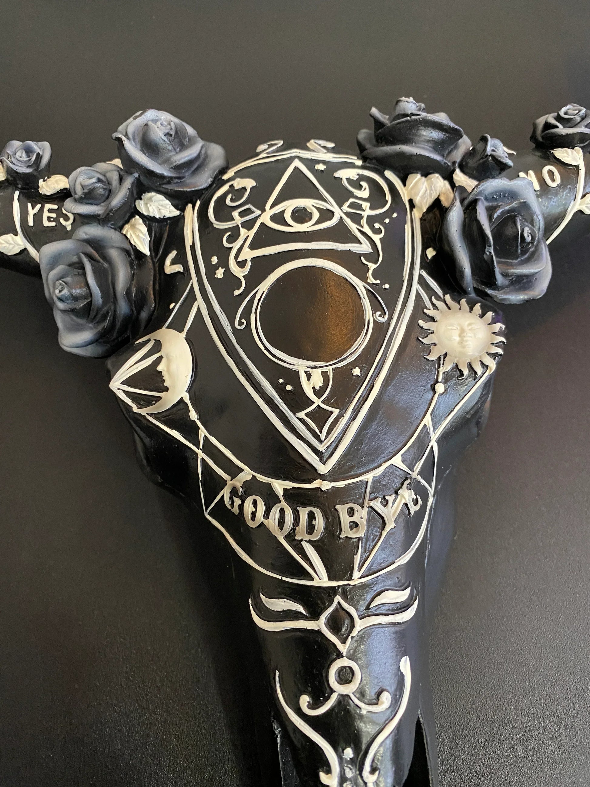 Ouija Design Long Horned Steer Skull Wall Hanging - Shadowplay Collection