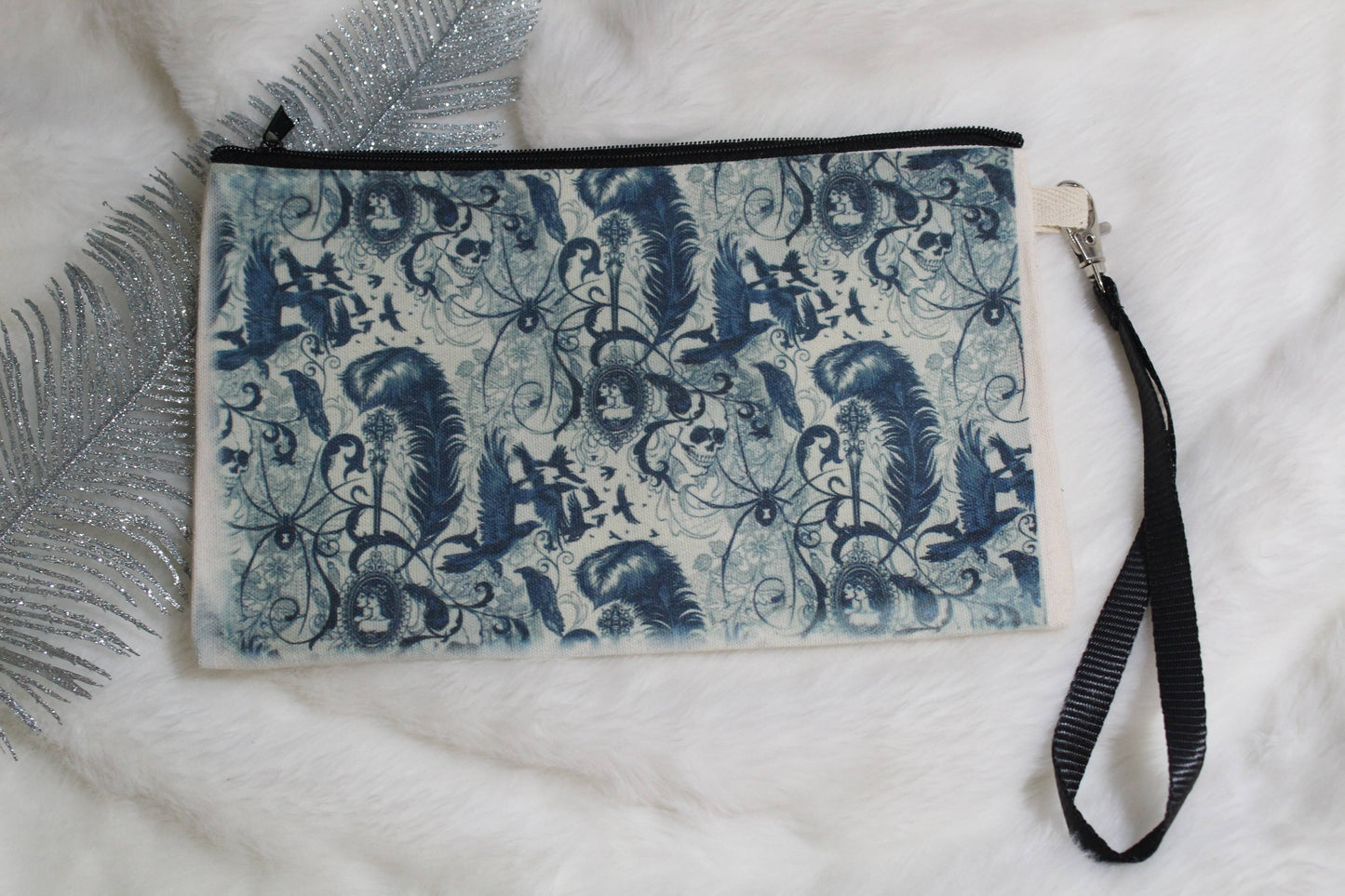 Gothic Ravens Spiders and Skulls Makeup/ Whatever Bag