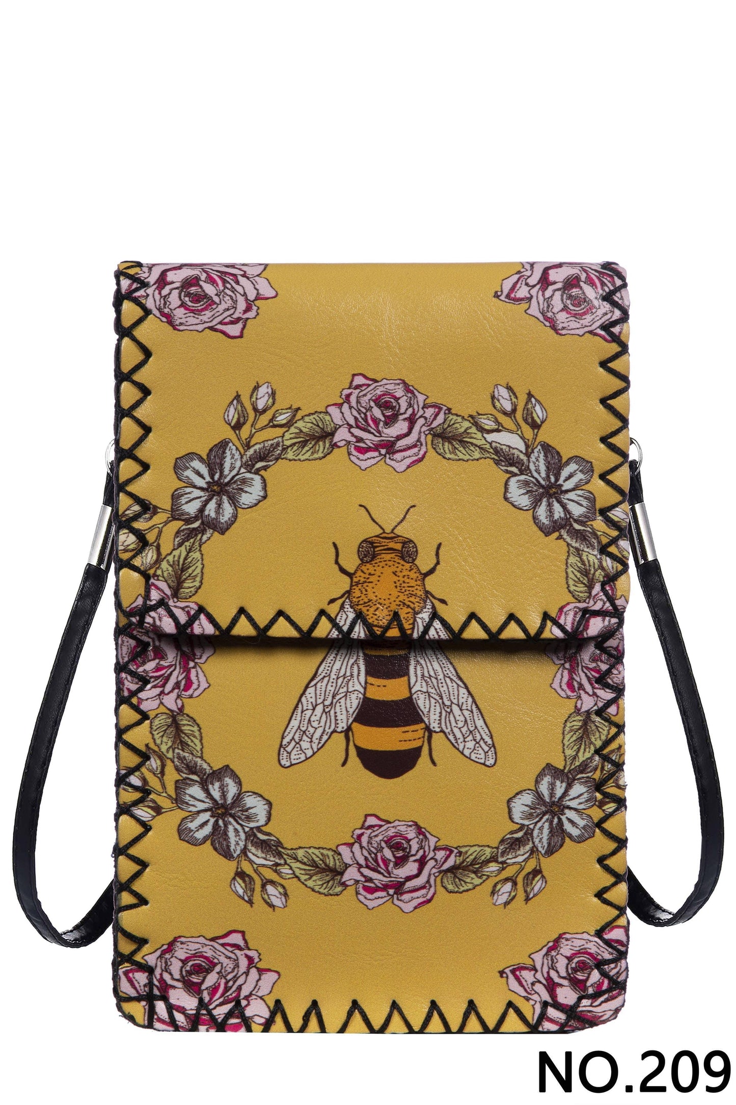 Bee Print Hand Stitch Crossbody Bag - Shadowplay Collection