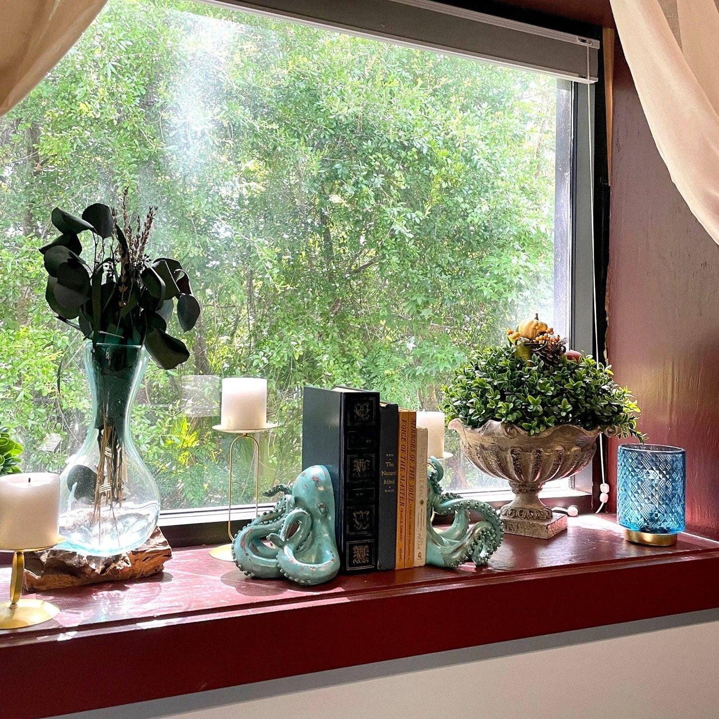 Aqua Green Octopus Bookend Set-Heavy Durable Polyresin