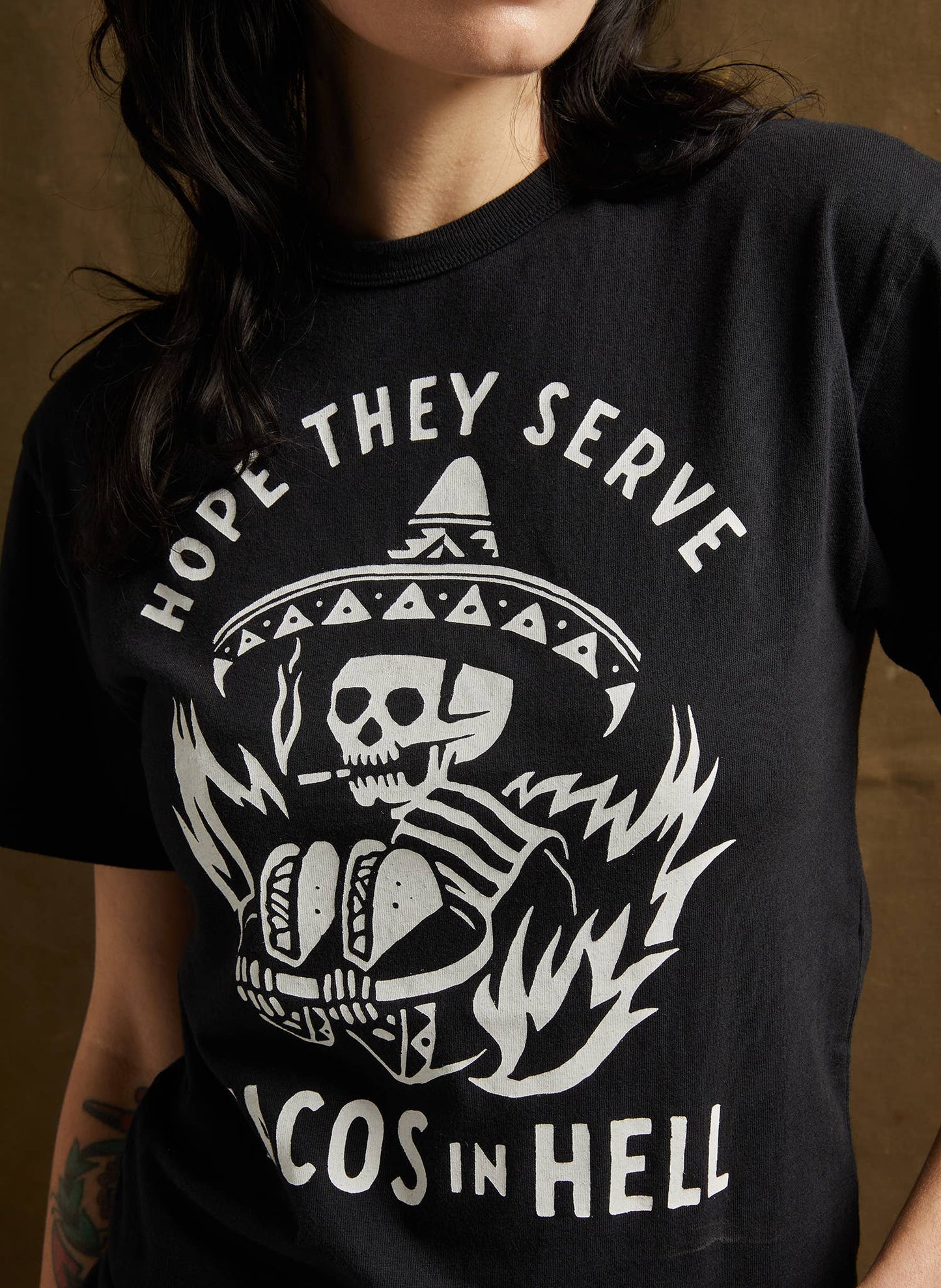 Hope They Serve Tacos In Hell Vintage Western Tee Adults: M