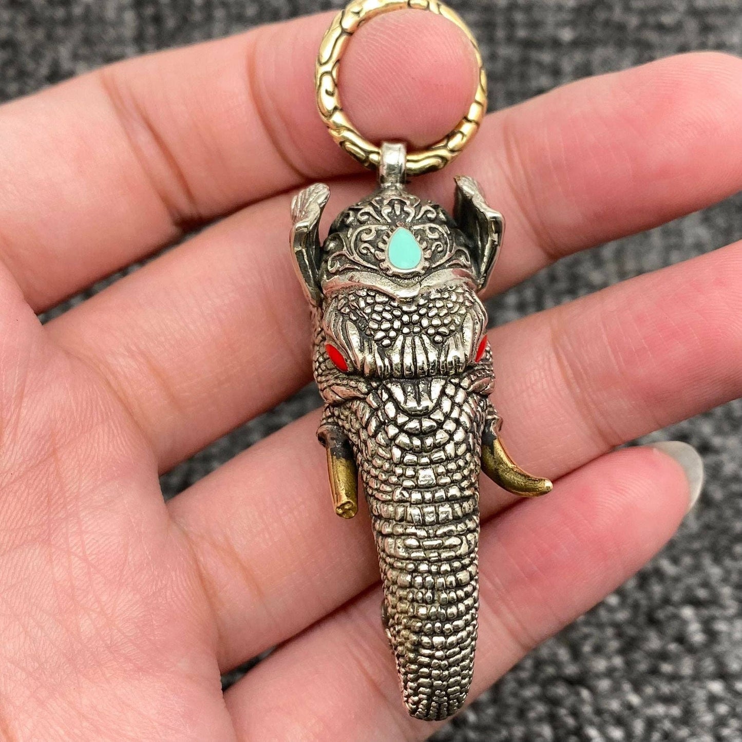 Brass Elephant Keychain Pendant
