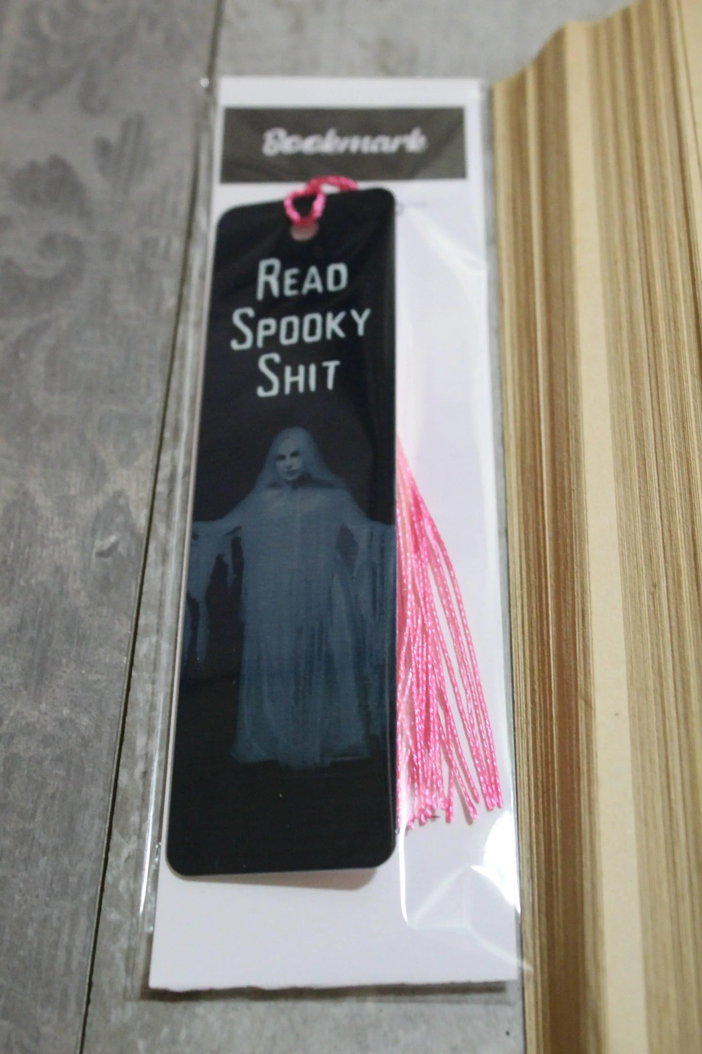 Read Spooky Shit Metal Bookmark - Shadowplay Collection
