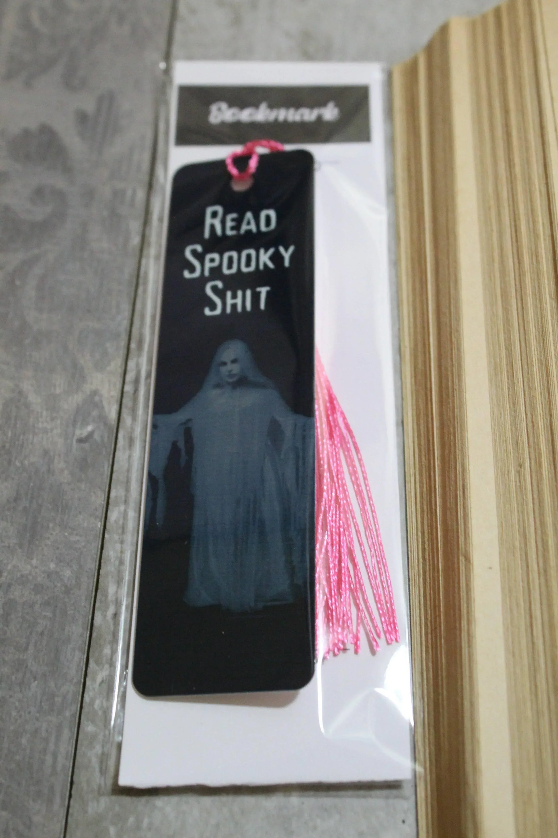 Read Spooky Shit Metal Bookmark - Shadowplay Collection