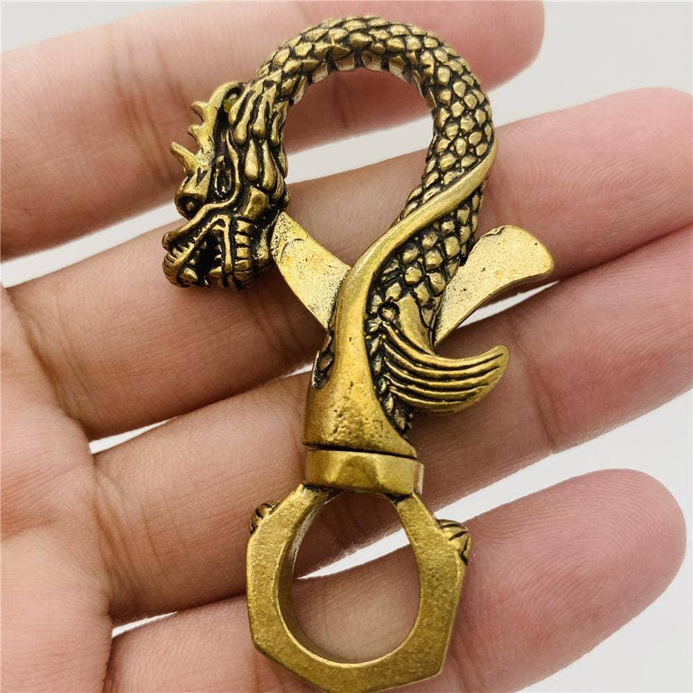 Brass Dragon Shaped Keychain Pendant - Shadowplay Collection