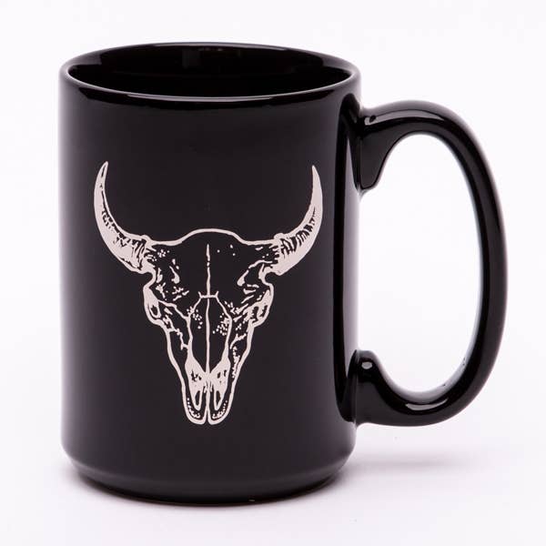 Buffalo Black Ceramic with Buffalo Skull Platinum Foil Print