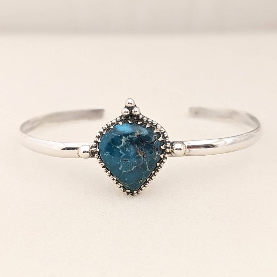 Genuine Turquoise Sterling Silver Cuff Bracelet
